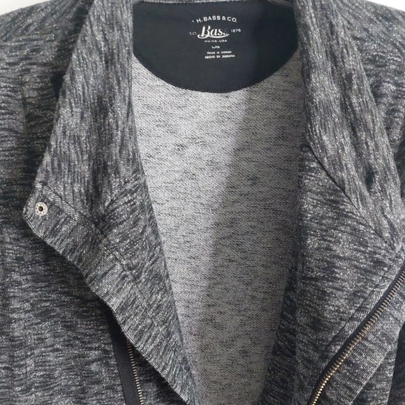 G.H.Bass Women's Moto style wrap sweater jacket Spacedye Black large - Picture 7 of 7